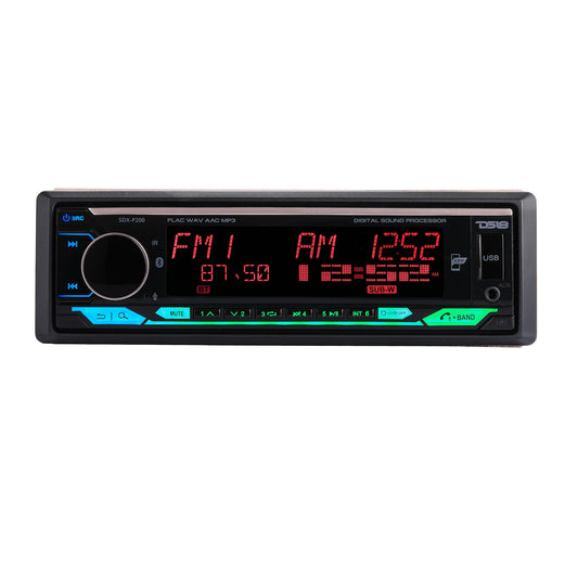 High Power 240 Watts RMS (4 x 60) Digital Media Receiver | Single Din | DSP | APP | Bluetooth Audio and Calling Head Unit | Aux Input | USB | Mechless | AM/FM Radio Receiver | 3V + 3.5V Subwoofer.