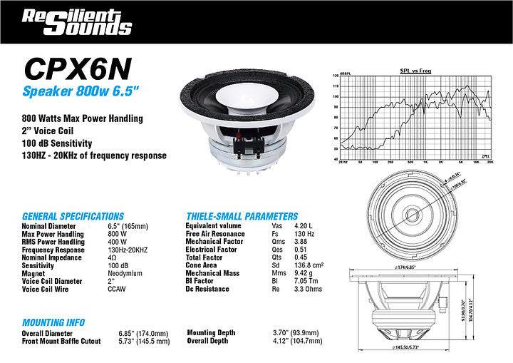 Resilient Sounds CPX6N NEO 6.5" Pro Audio Hybrid Loudspeaker with Horn 400W RMS