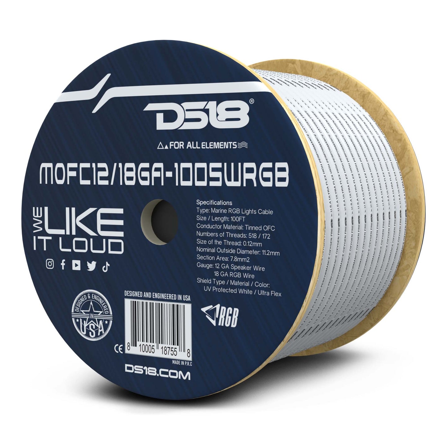 Marine Tinned OFC 18-GA Rgb Wires with 12-GA Speaker Wires 100 Feet.