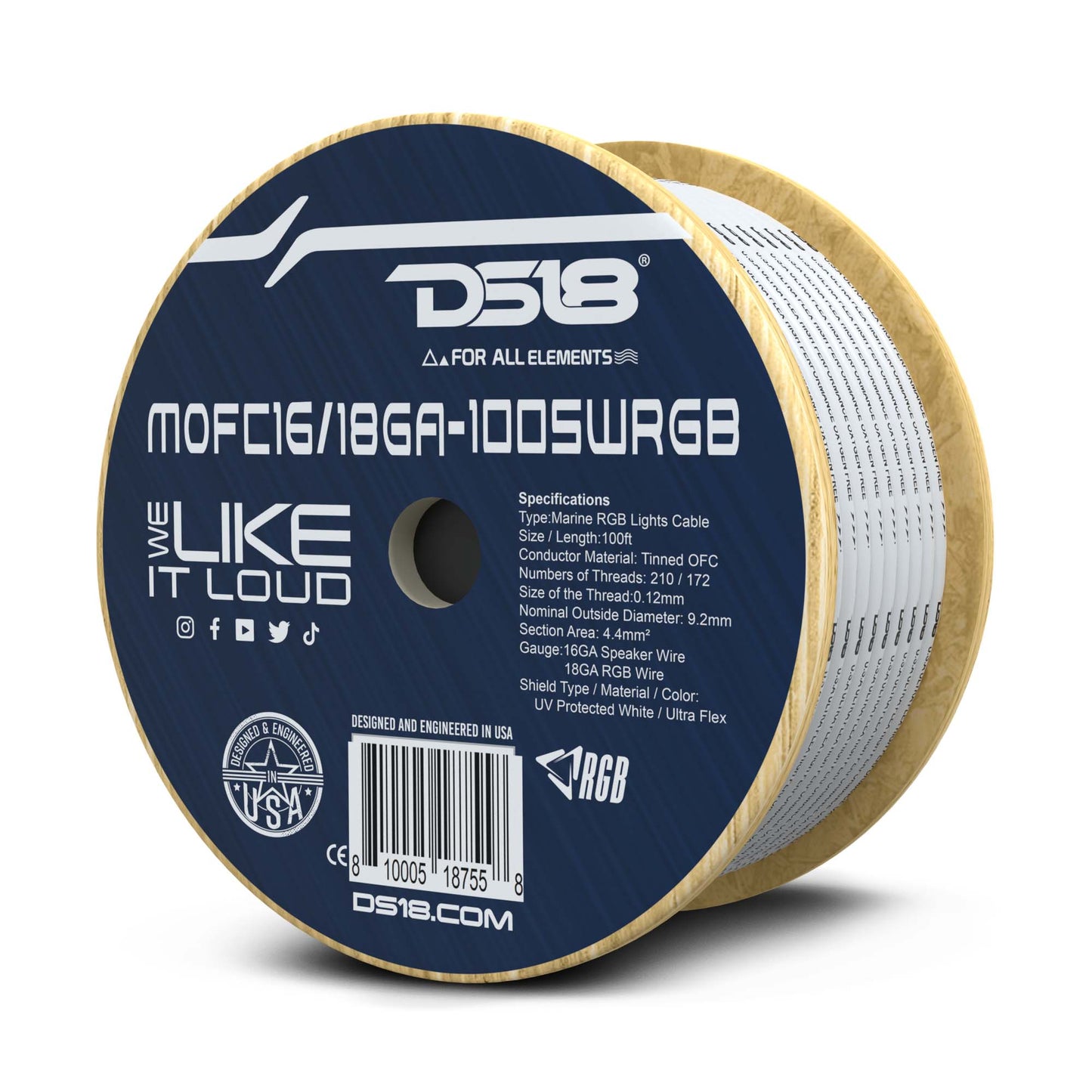 18-GA LED RGB and 16-GA Speaker Wires Marine Grade Tinned 100% Copper OFC -100 Feet.