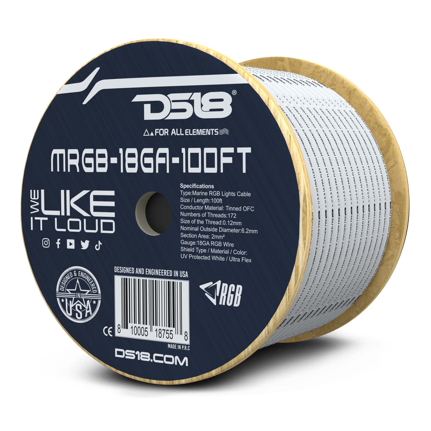 18-GA Marine Tinned 100% Copper OFC LED RGB Wires -100 Feet.