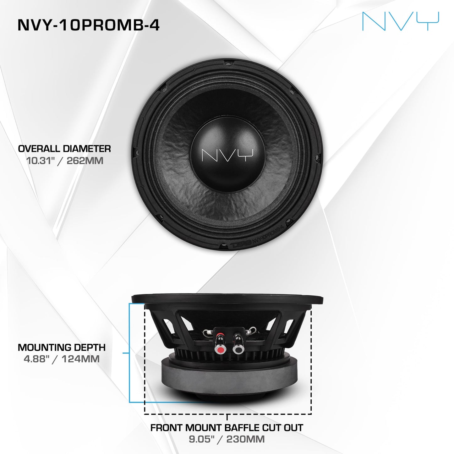 10" Mid-Bass Woofer With Water Resistant Cone | 500W RMS 4-Ohm - 4 Ohm - NVY-10PROMB-4 - product image 6 - AudioSellerz