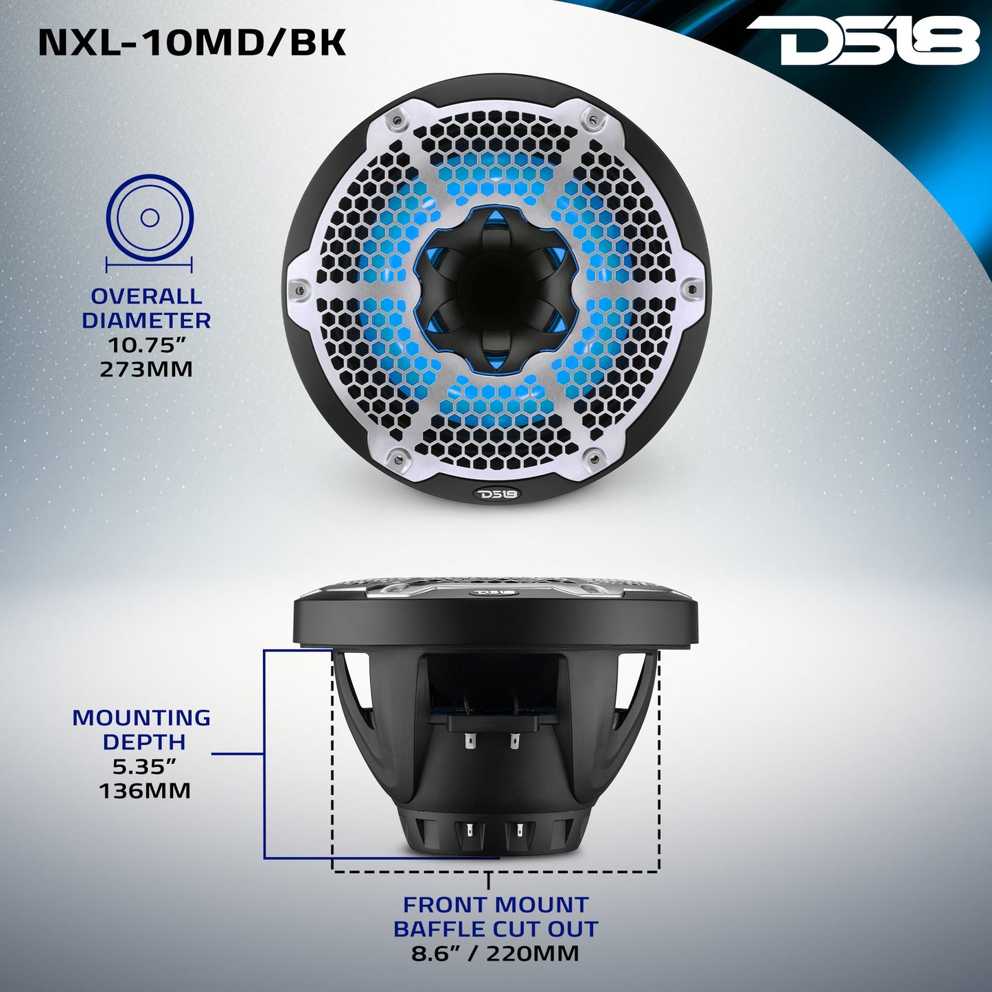 10” Marine 2-Way Hybrid Speaker with RGB LED, Compression Driver and - Black - NXL-10MD/BK - product image 11 - AudioSellerz