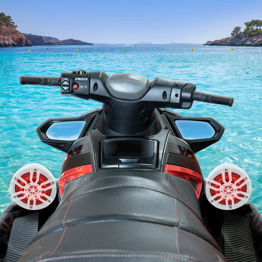6.5" Compact Speaker Tower with Marine Amplifier, Installation Kit, and RGB LED Lights - Perfect Package for Jet Ski.