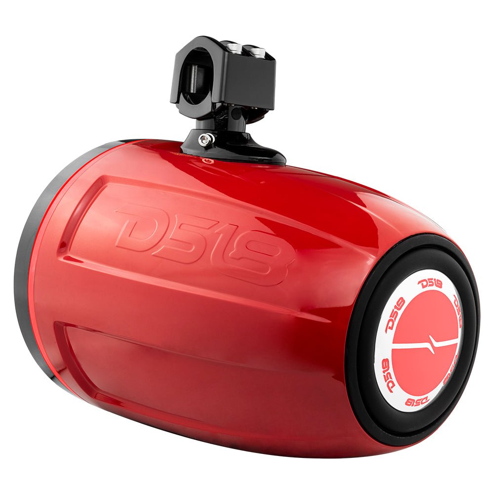 NXL 10" Neodymium Marine and Powersports Towers with Built-in Passive Radiator, 1" Driver and LED RGB Lights 300 Watts Rms -Red.