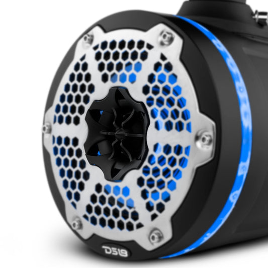 NXL 6.5" Neodymium Marine and Powersports Towers with Built-in Passive Radiator, 1" Driver and LED RGB Lights 150 Watts Rms -Black.