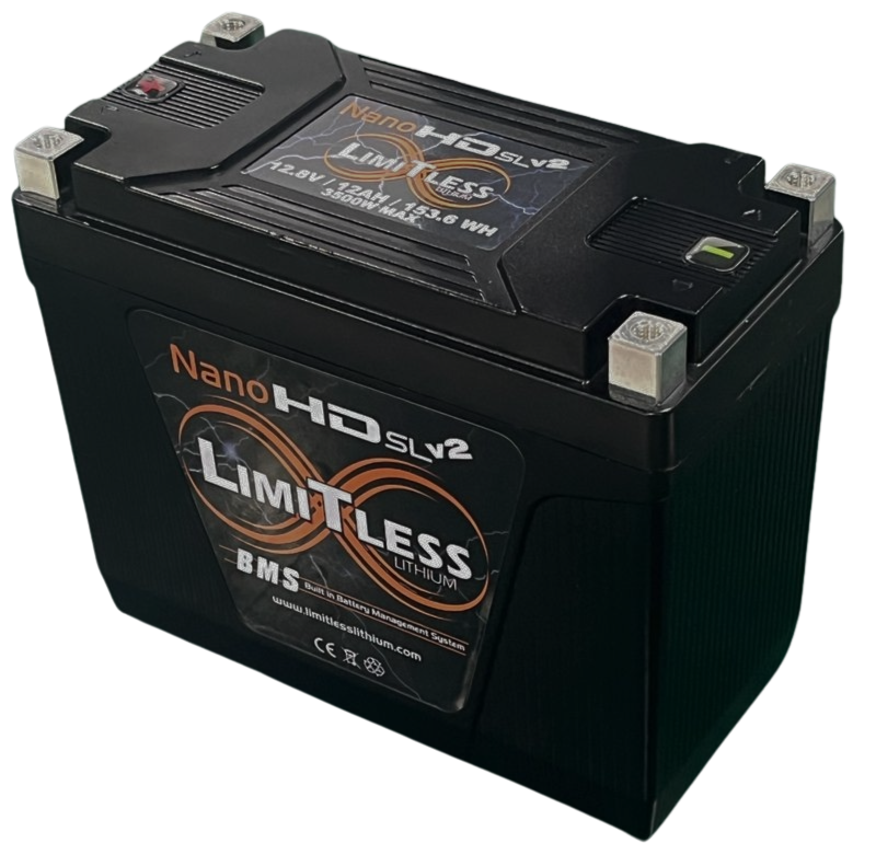 Limitless Lithium Nano-HD SLv2 12Ah Motorcycle & Powersports Battery BCI 20 Case.