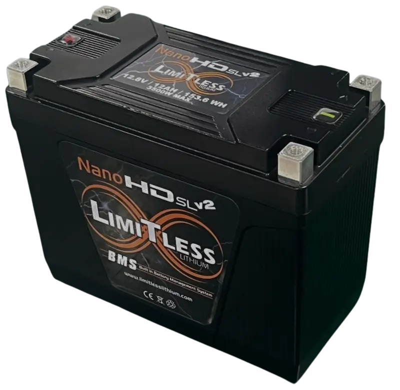 Limitless Lithium Nano-HD SLv2 12Ah Motorcycle & Powersports Battery BCI 20 Case.