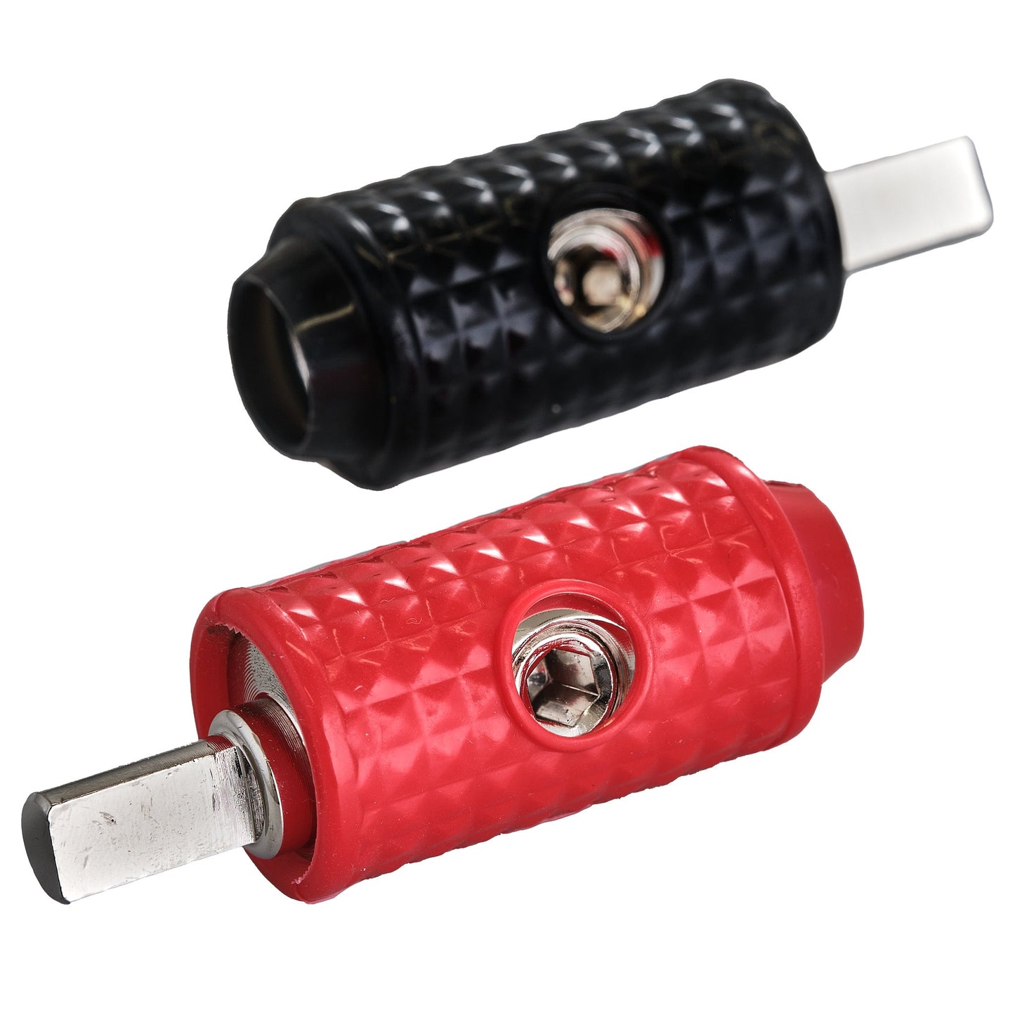 1/0-GA to 1/4-GA Amp Input Reducers with Offset Stub and Silicone Cover - BLACK/RED.
