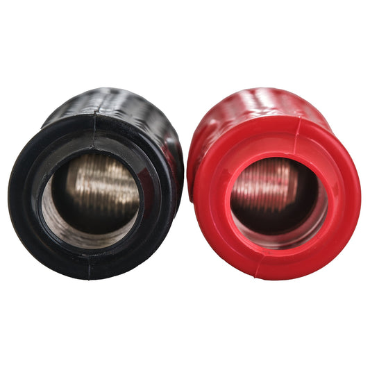 1/0-GA to 1/4-GA Amp Input Reducers with Offset Stub and Silicone Cover - BLACK/RED.