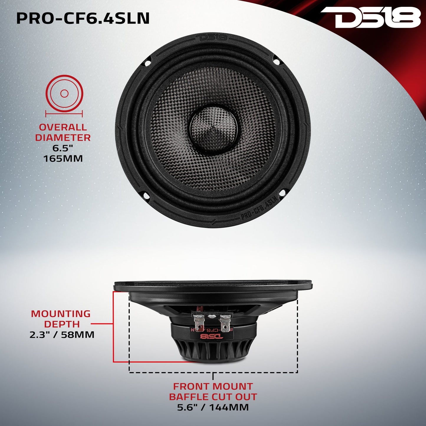 6.5” Slim Motorcycle & Motorsports Loudspeaker With Neodymium - Carbon Fiber - PRO-CF6.4SLN - product image 7 - AudioSellerz