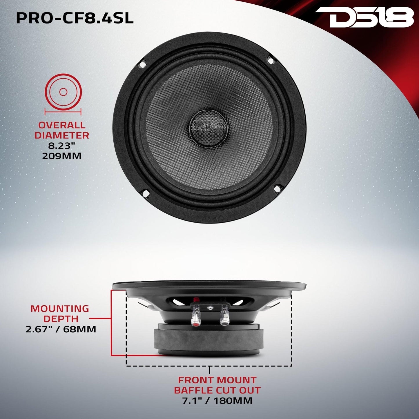 PRO 8" Shallow Carbon Fiber Water resistant Cone Mid-Bass - Carbon Fiber - PRO-CF8.4SL - product image 7 - AudioSellerz