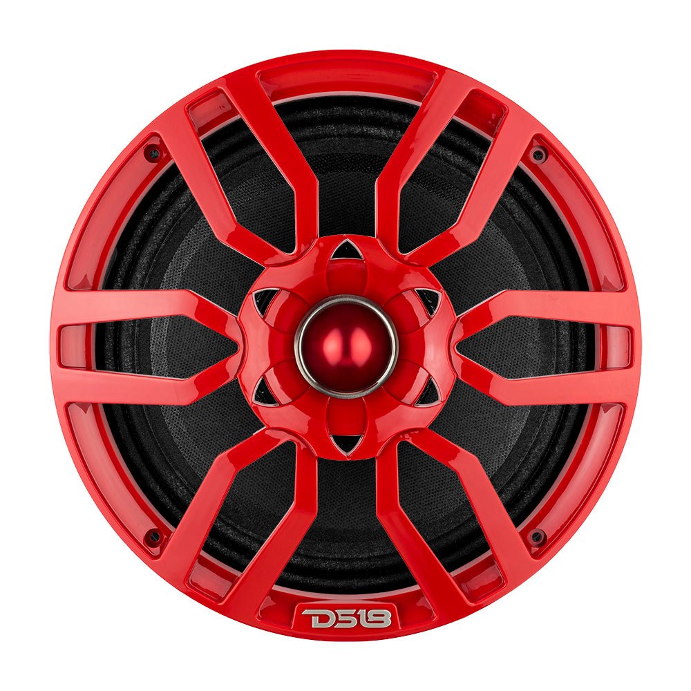 DS18 PRO-GTW10RD 10" Grill with Built-in 1.75" VC Neodymium Bullet Tweeter and RGB Lights 500 Watts Red.