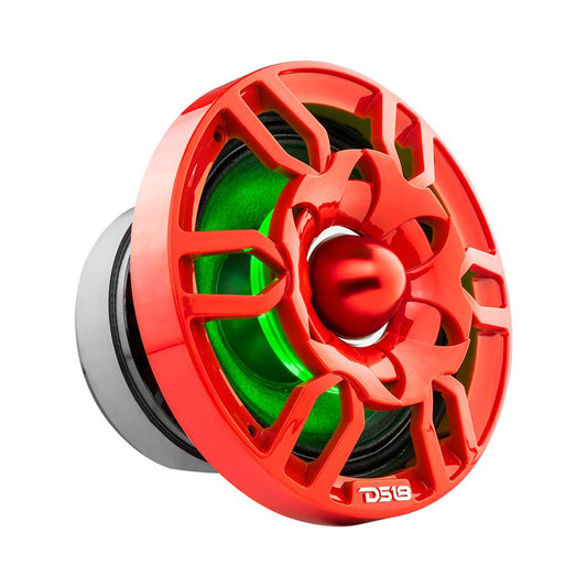 DS18 PRO-GTW6RD 6.5" Grill with Built-in 1.75" VC Neodymium Bullet Tweeter and RGB Lights 500 Watts Red(EACH).