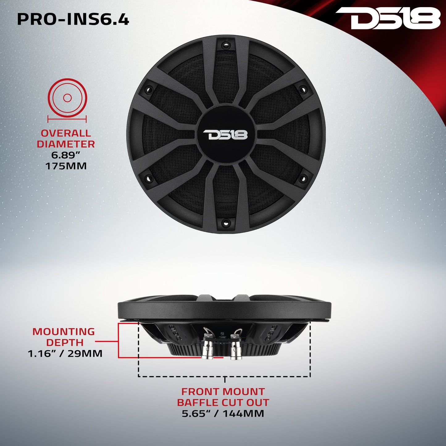 6.5” Ultra Slim Mid-Range Loudspeaker with Neodymium Magnet | 120W RMS 4-Ohm.
