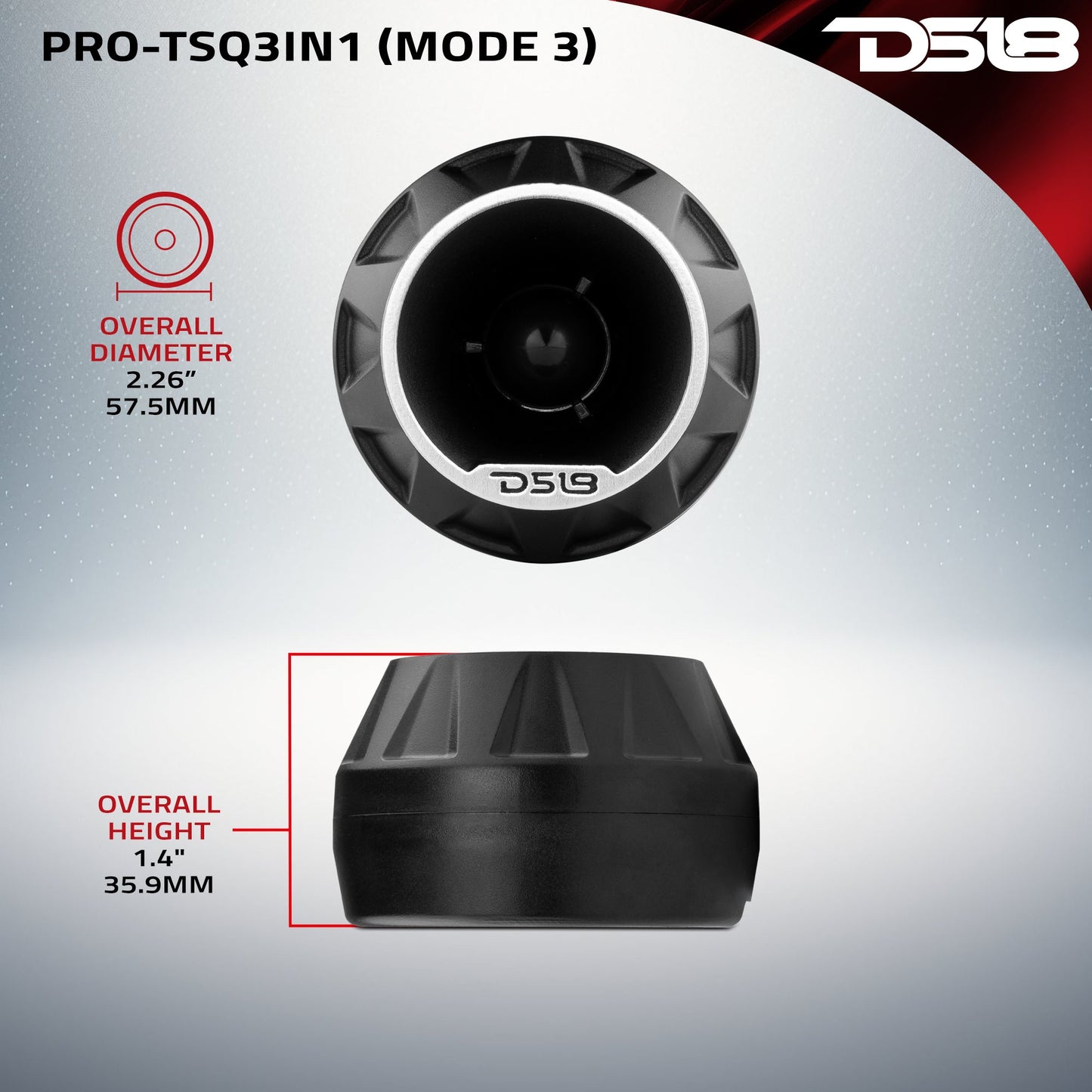 3" Surface/Flush/Angle High Compression Neodymium Super Bullet Tweeter 100 Watts 1" Aluminum 4-Ohm Vc.