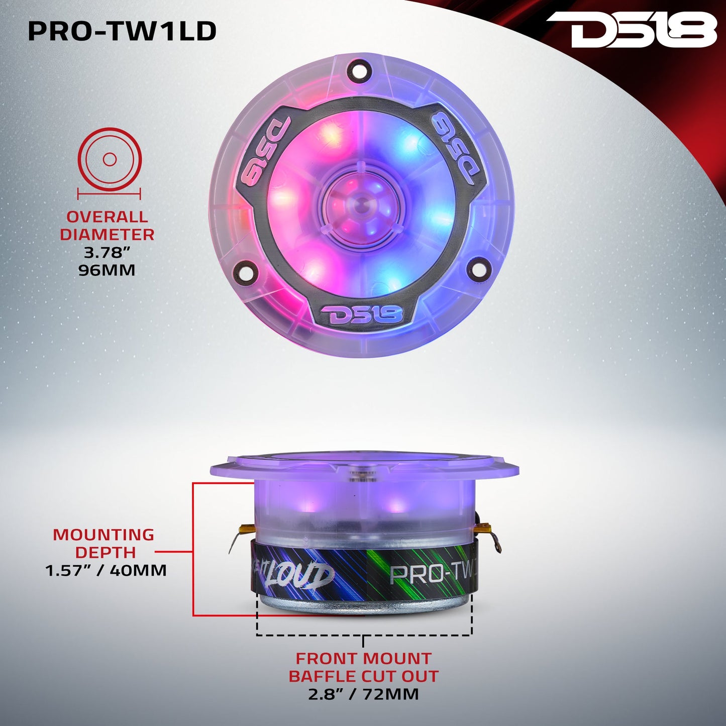 3.8” Super Bullet Tweeter with 1” Aluminum Voice Coil & Digital LED Lights - PRO-TW1LD - product image 7 - AudioSellerz