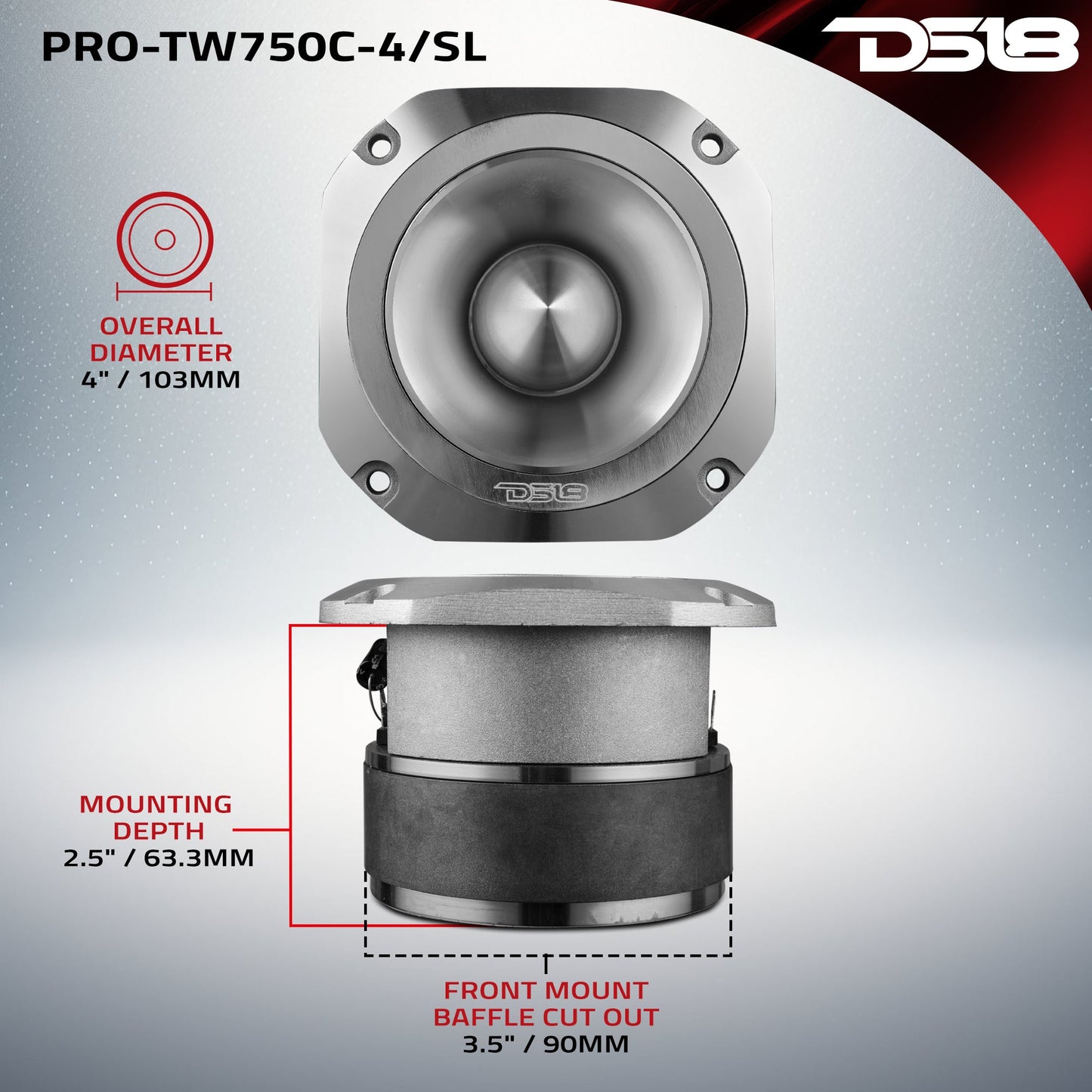 4” Super Bullet Tweeter with 1.5” Titanium Voice Coil and - Titanium - PRO-TW750C-4/SL - product image 7 - AudioSellerz