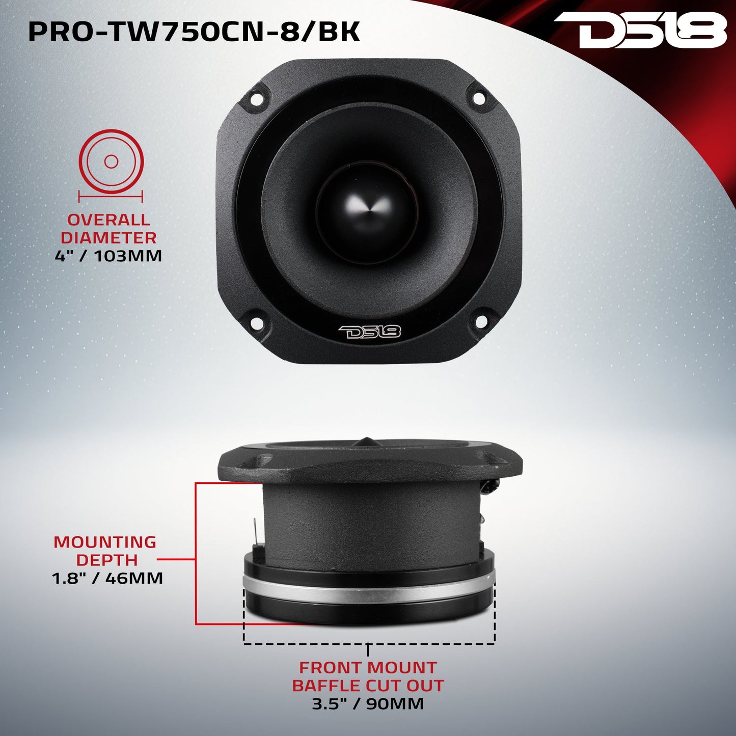 4" Super Bullet Tweeter with 1.5" Titanium Voice Coil Neodymium - Black - PRO-TW750CN-8/BK - product image 6 - AudioSellerz