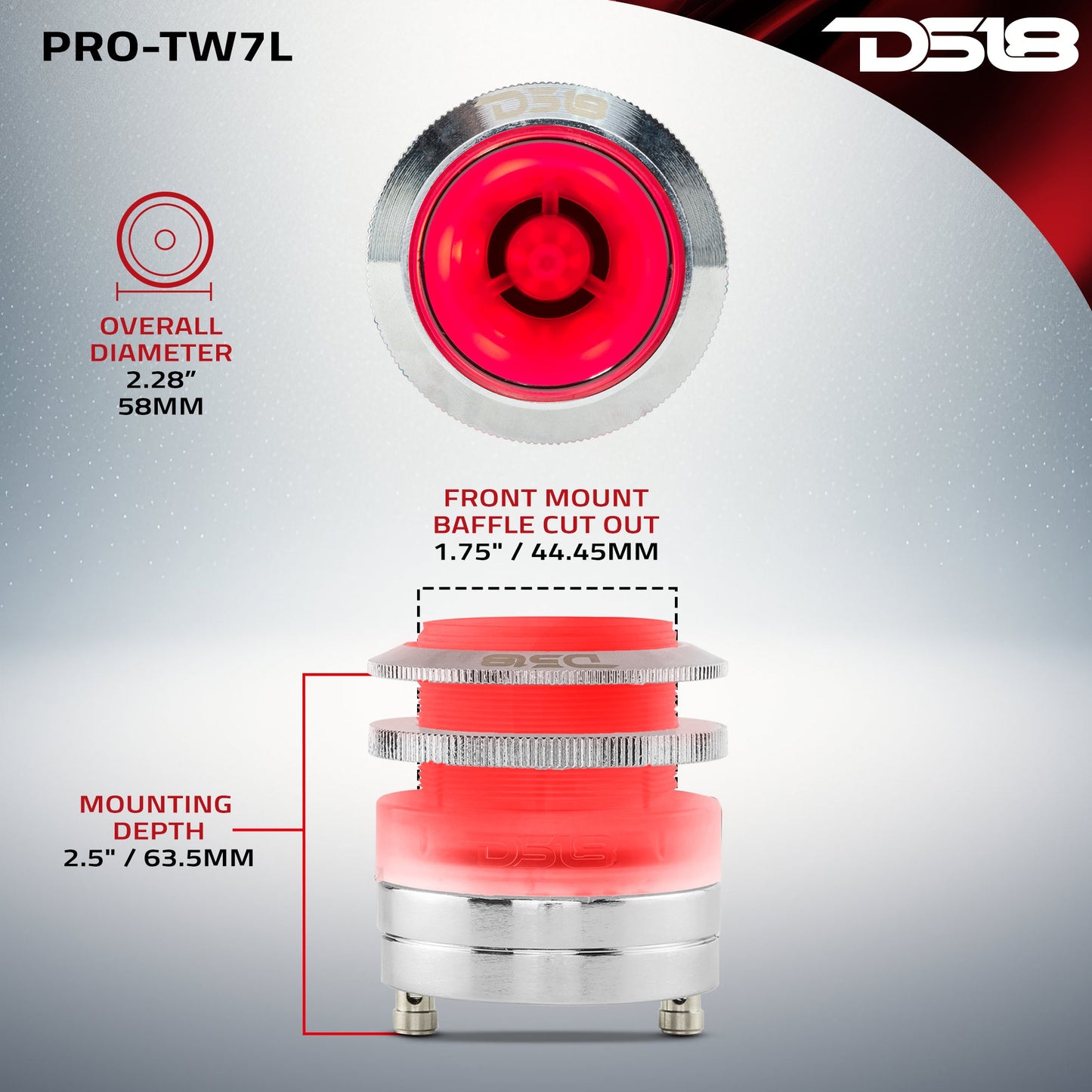 2.3" Neodymium Super Bullet Tweeter 1" Titanium Voice Coil with RGB LED Lights.
