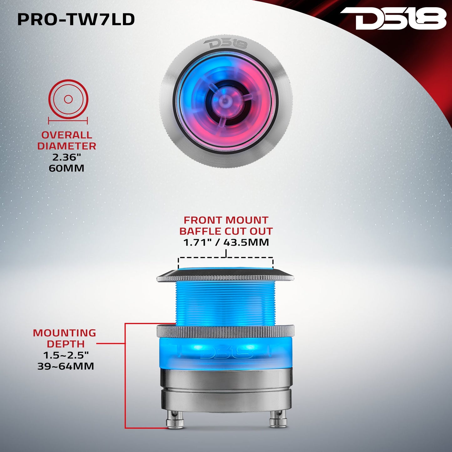 2.3" Neodymium Super Bullet Tweeter with 1" Aluminum Voice Coil & Digital LED - PRO-TW7LD - product image 8 - AudioSellerz