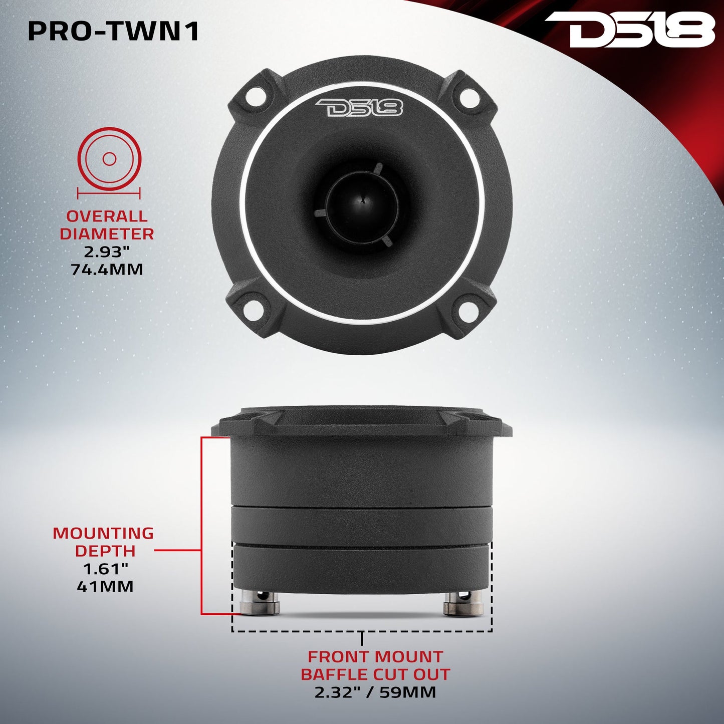 3" High Compression Neodymium Slim Super Bullet Tweeter 120 Watts 1" Titanium 4-Ohm Vc.