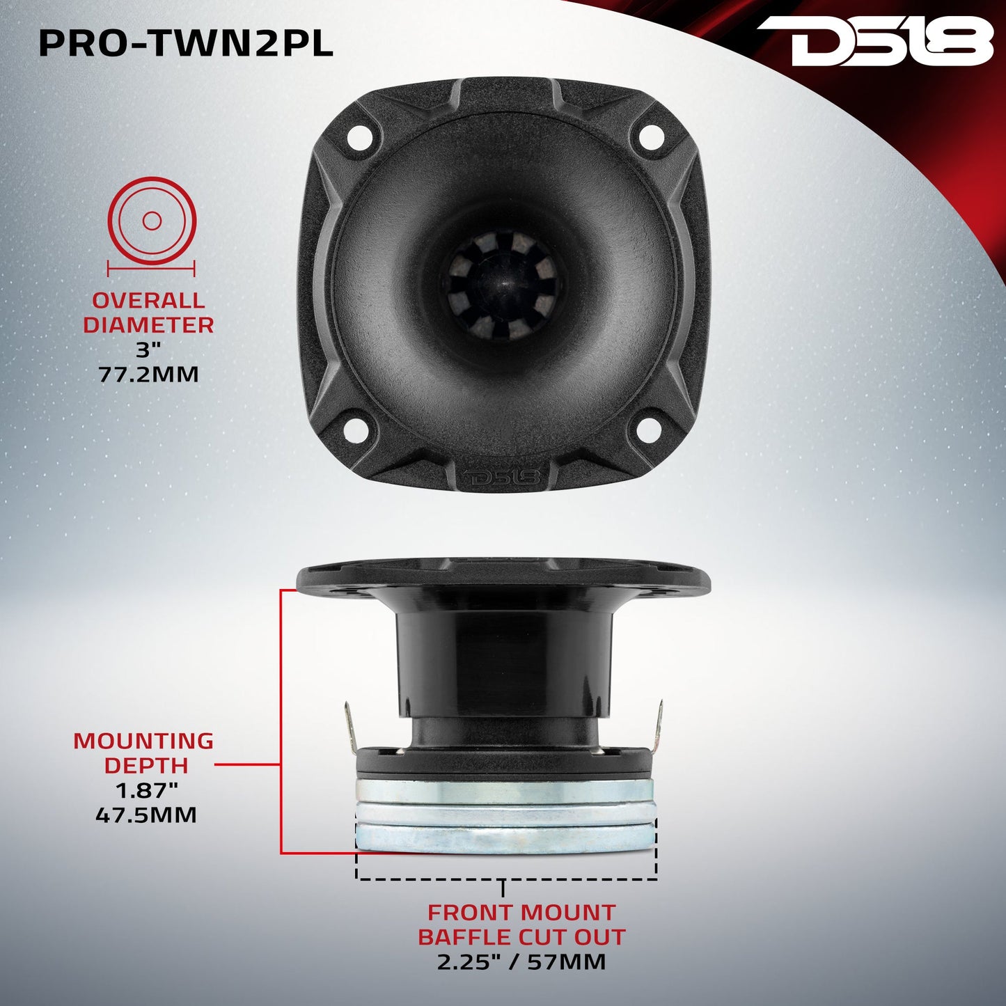 3" High Compression Neodymium Hybrid Driver/Tweeter 100 Watts 1" Polyester 4-Ohm Vc.