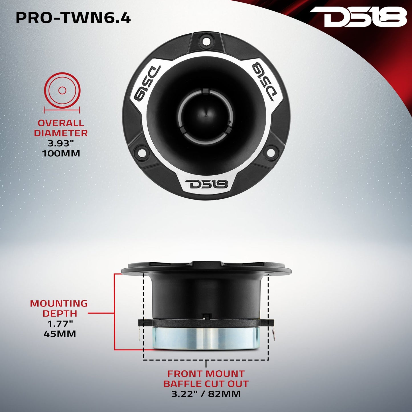 4" High Compression Neodymium Tweeter | 150W RMS 1.25 " Polyimide 4-Ohm Vc.