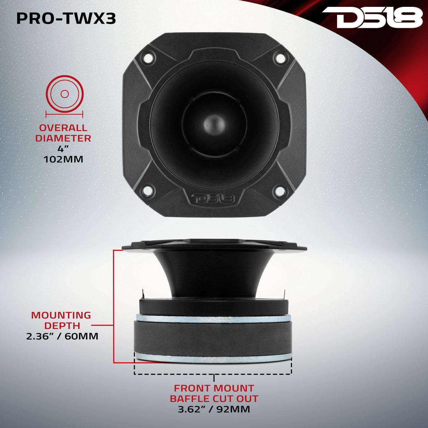 4" Super Bullet Tweeter 250 Watts 1.5" Titanium 4-Ohm Vc.
