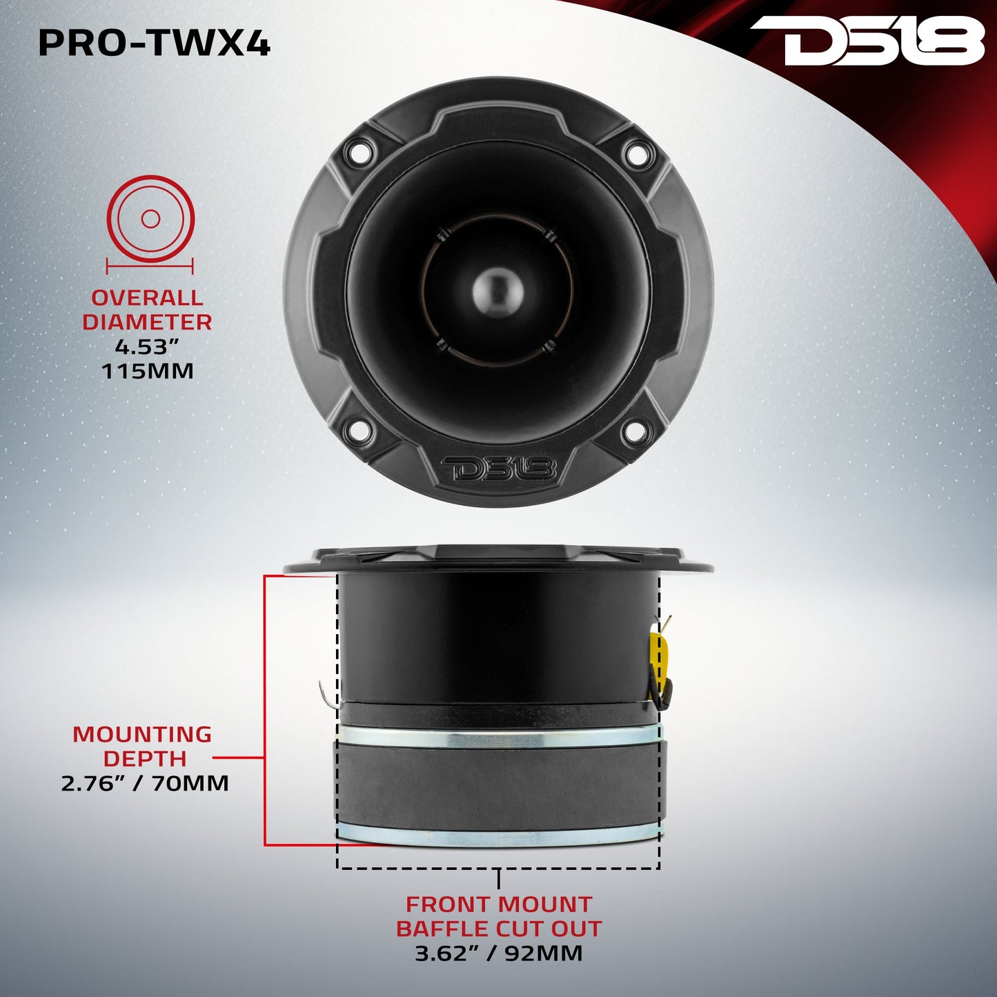 4.5" Super Bullet Tweeter 280 Watts 1.75" Titanium 4-Ohm Vc.