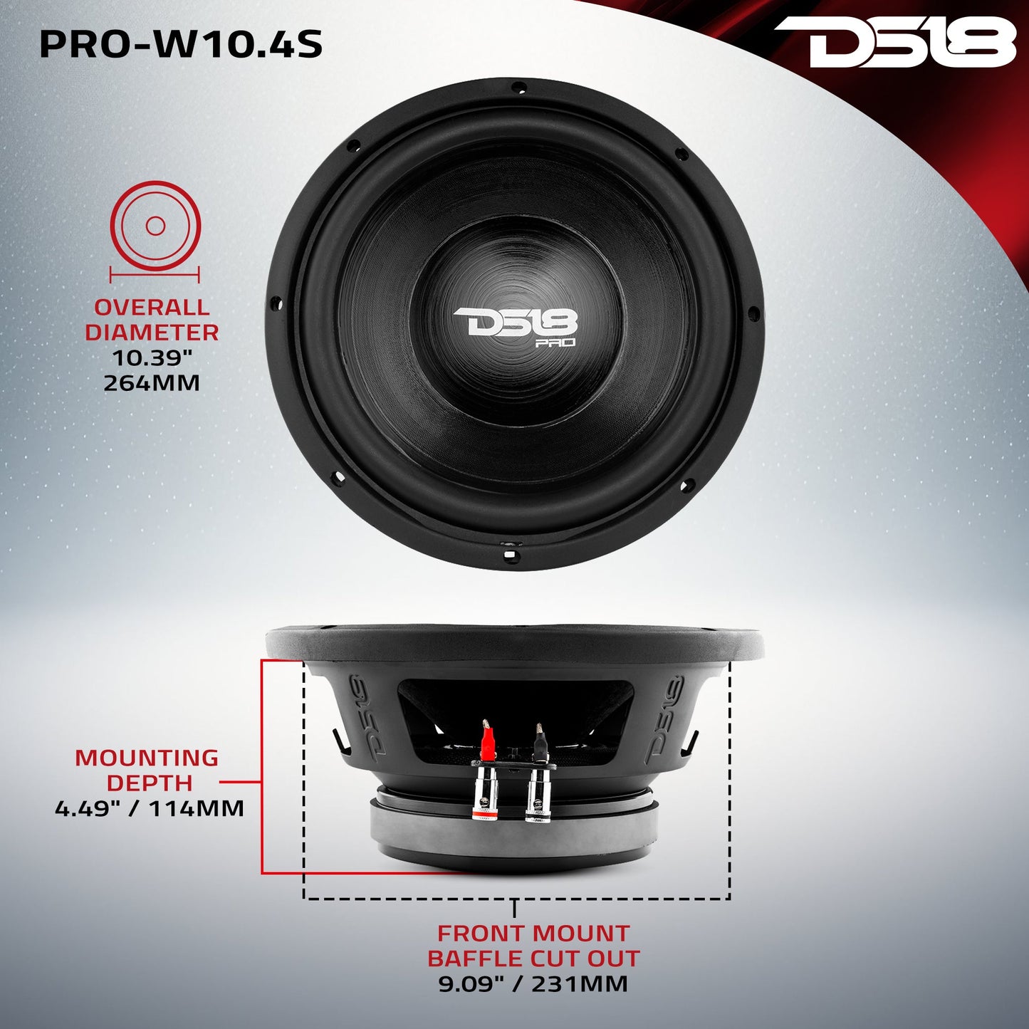 PRO 10" Water Resistant Woofer 350 Watts Rms 4-Ohm SVC.