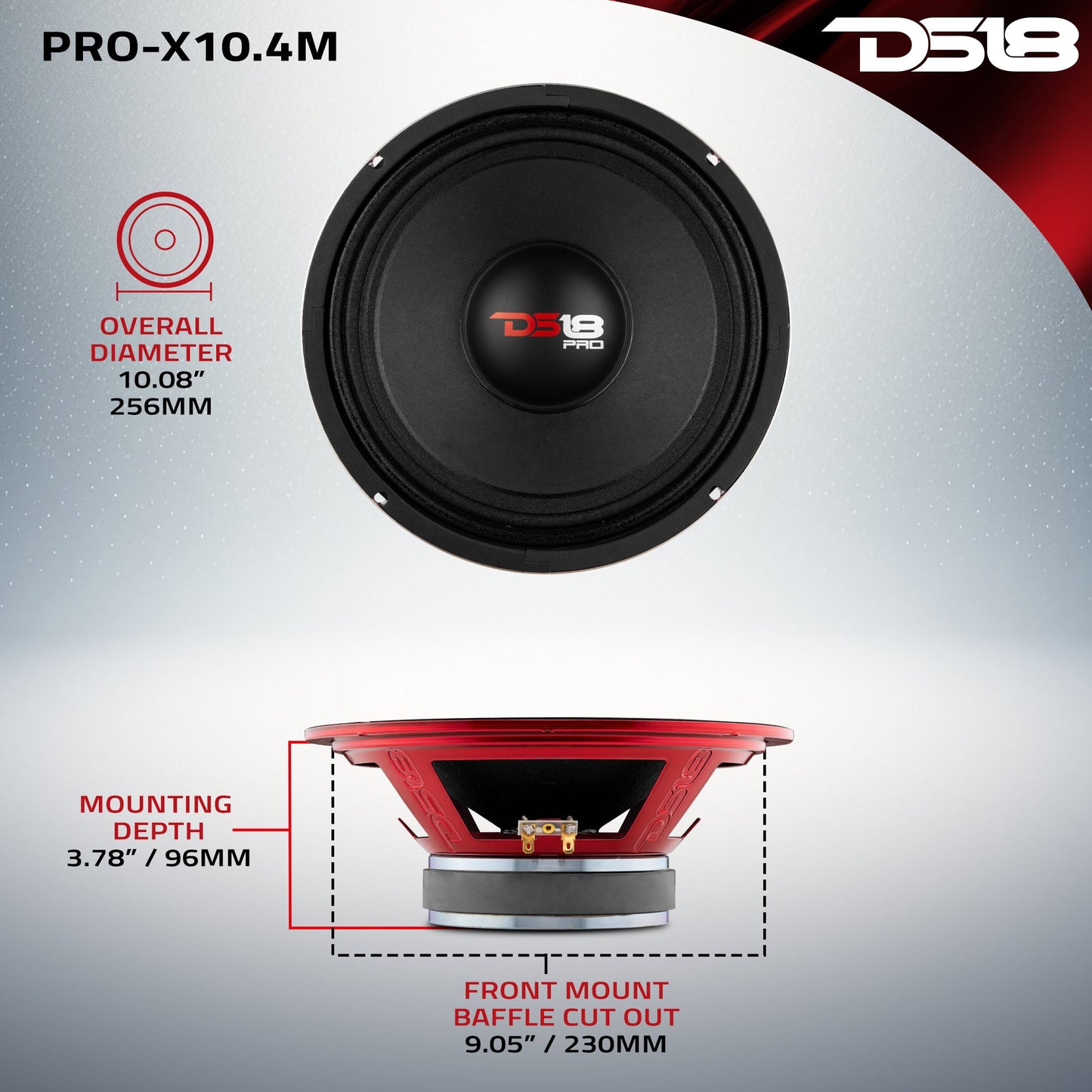PRO-X 10" Mid-Range Loudspeaker 300 Watts Rms 4-Ohm.