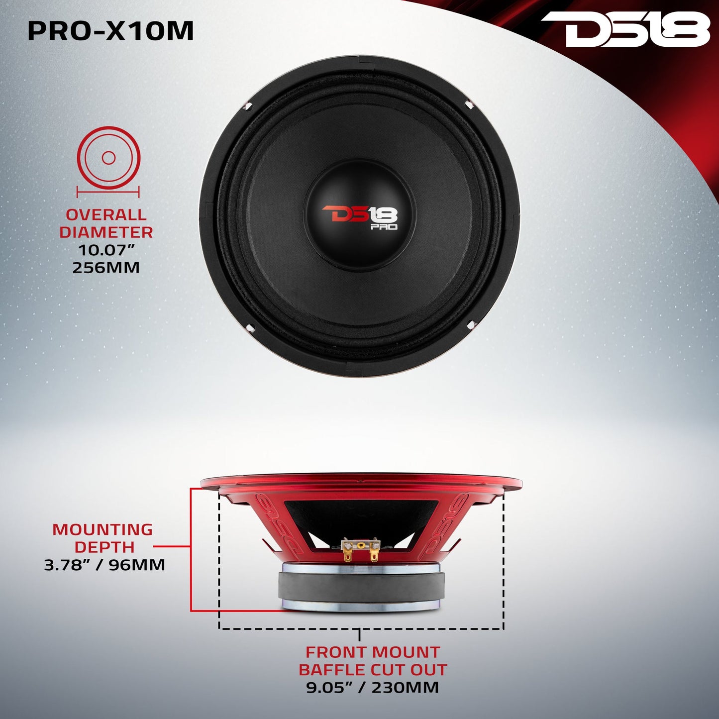 PRO-X 10" Mid-Range Loudspeaker 300 Watts Rms 8-Ohm.