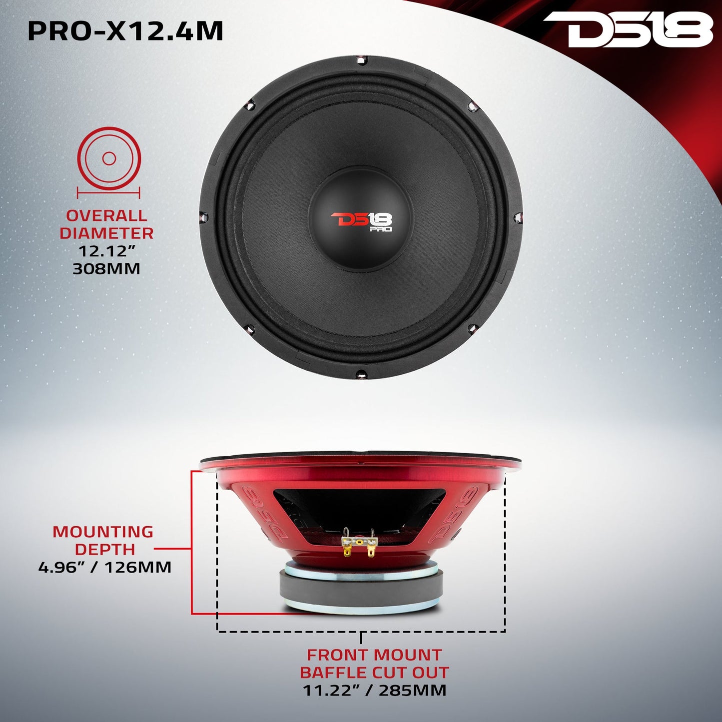 PRO-X 12" Mid-Range Loudspeaker 450 Watts Rms 4-Ohm.