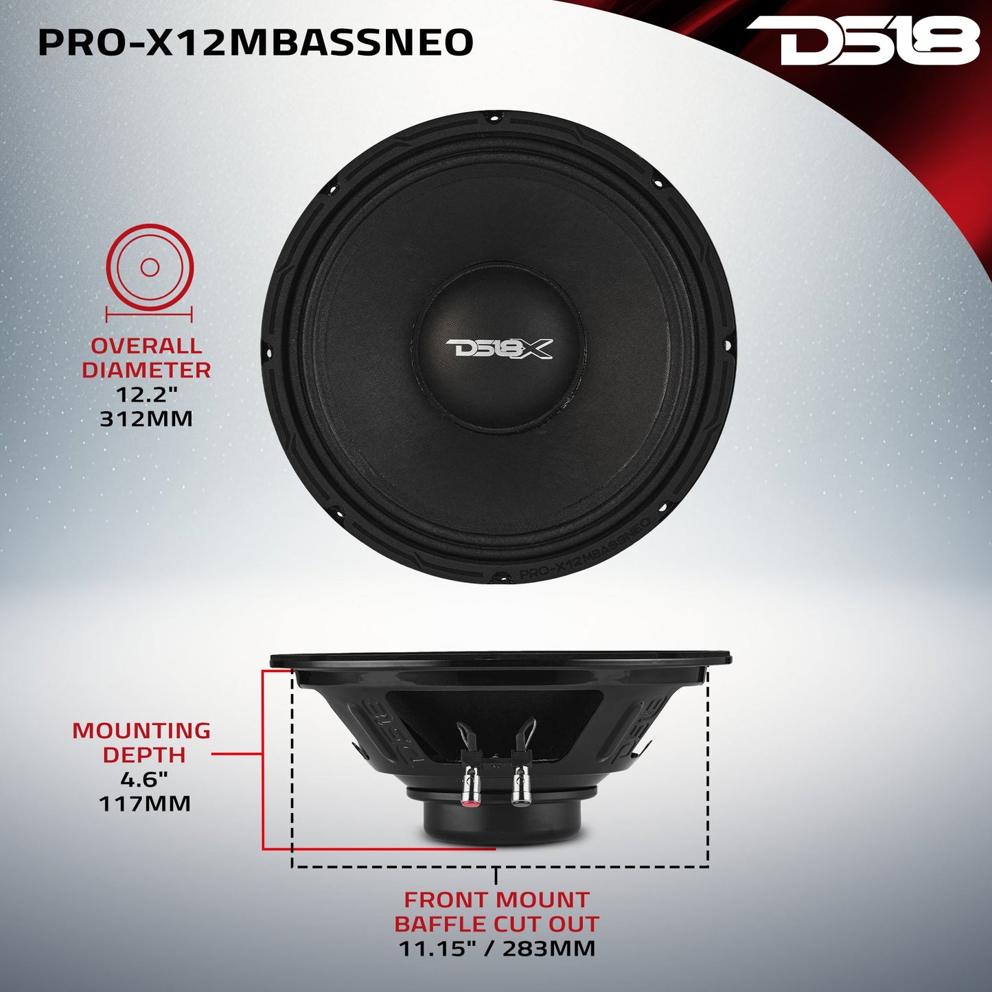 PRO-X 12” Mid-Bass Loudspeaker With Neodymium Magnet | 500W RMS - 4 Ohm - PRO-X12MBASSNEO - product image 7 - AudioSellerz