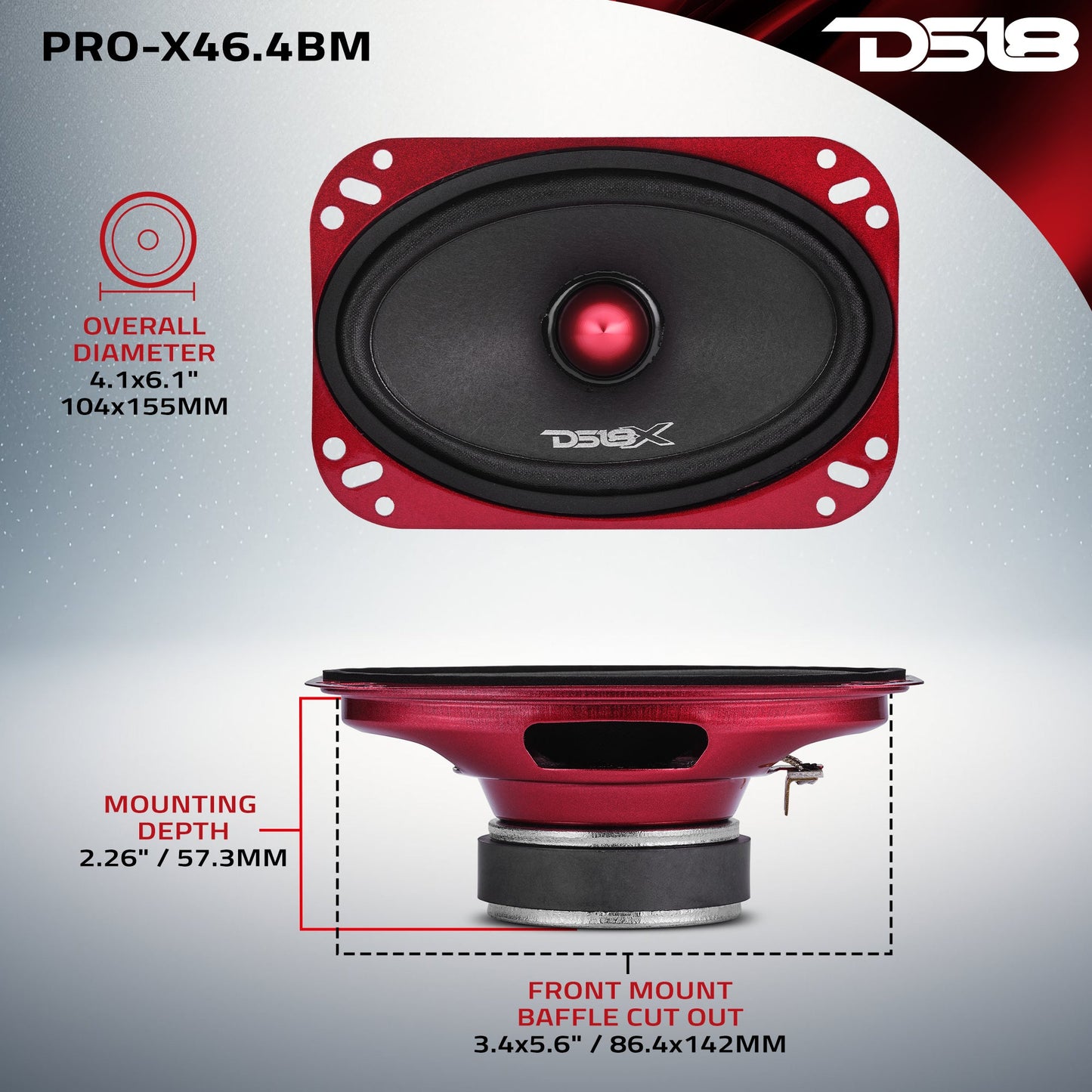 PRO-X 4x6” Mid-Range Loudspeaker with Bullet | 100W RMS 4-Ohm - 4 Ohm - PRO-X46.4BM - product image 7 - AudioSellerz
