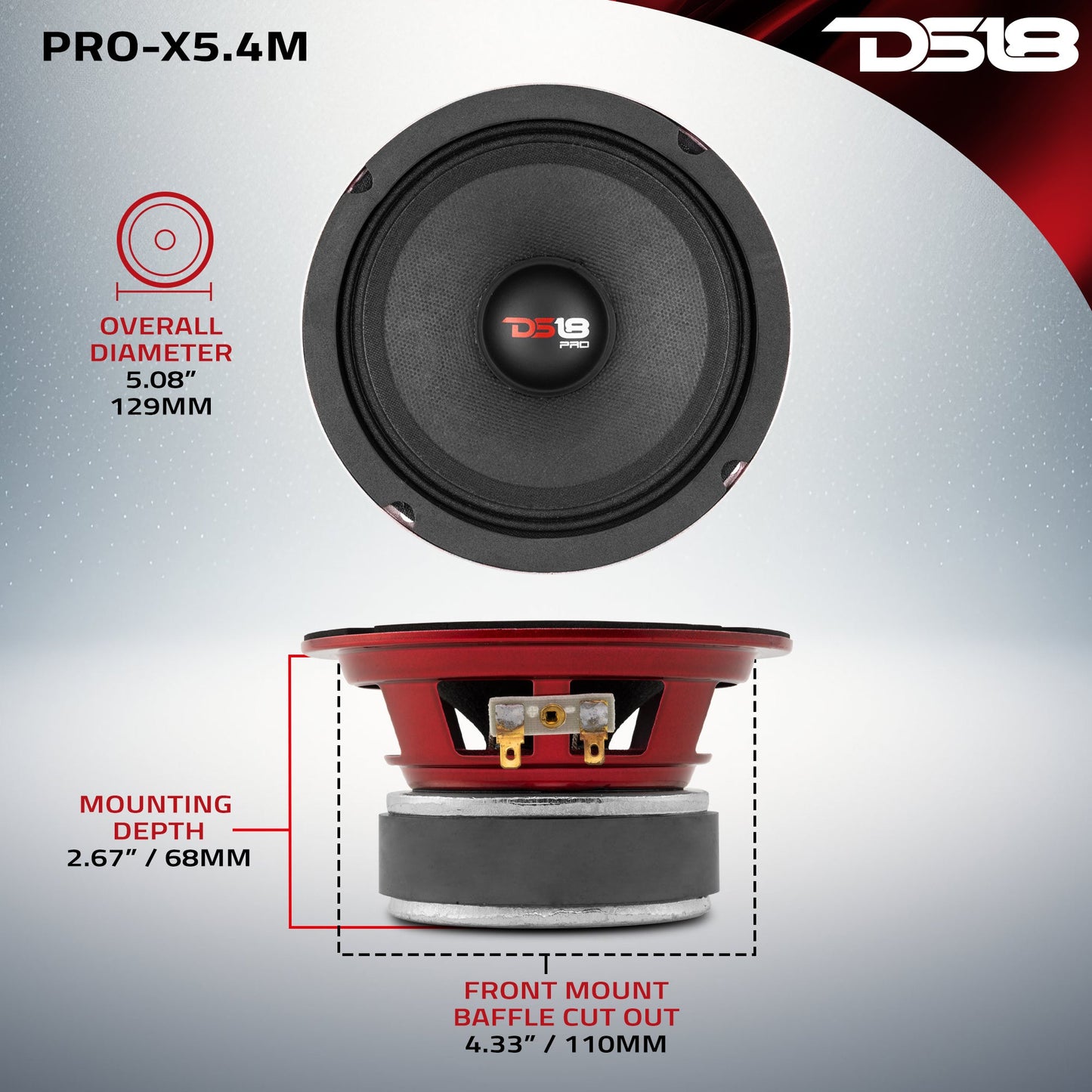 PRO-X 5.25" Mid-Range Loudspeaker 150 Watts Rms 4-Ohm.
