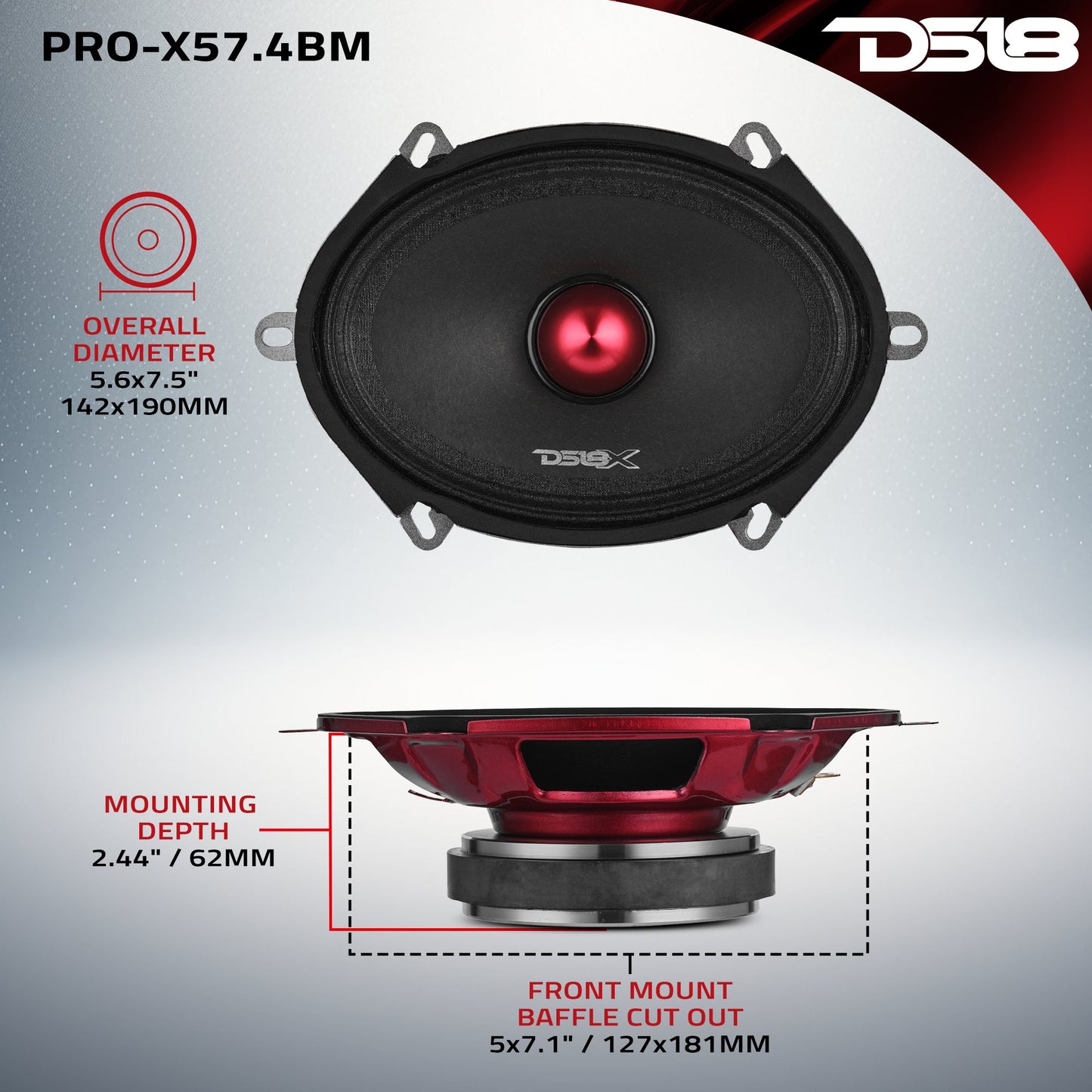 PRO-X 5x7” Mid-Range Loudspeaker with Bullet | 175W RMS 4-Ohm - 4 Ohm - PRO-X57.4BM - product image 7 - AudioSellerz