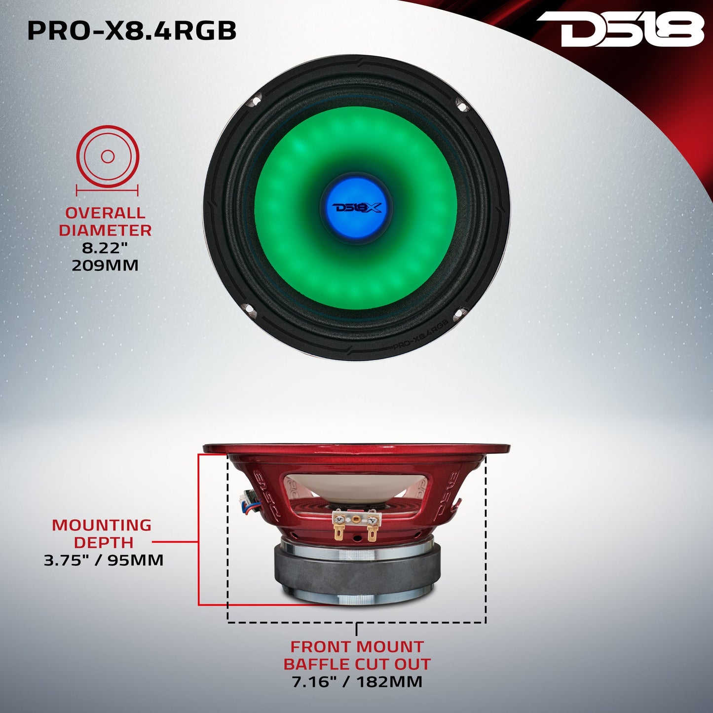 8" Mid-Range Loudspeaker with Dual RGB LED For Cone & Dust Cap 275 - 4 Ohm - PRO-X8.4RGB - product image 9 - AudioSellerz
