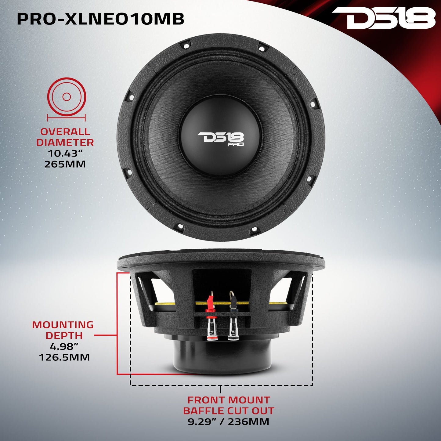 PRO 10" Neodymium Mid-Bass Loudspeaker 1000 Watts Rms 8-Ohm.