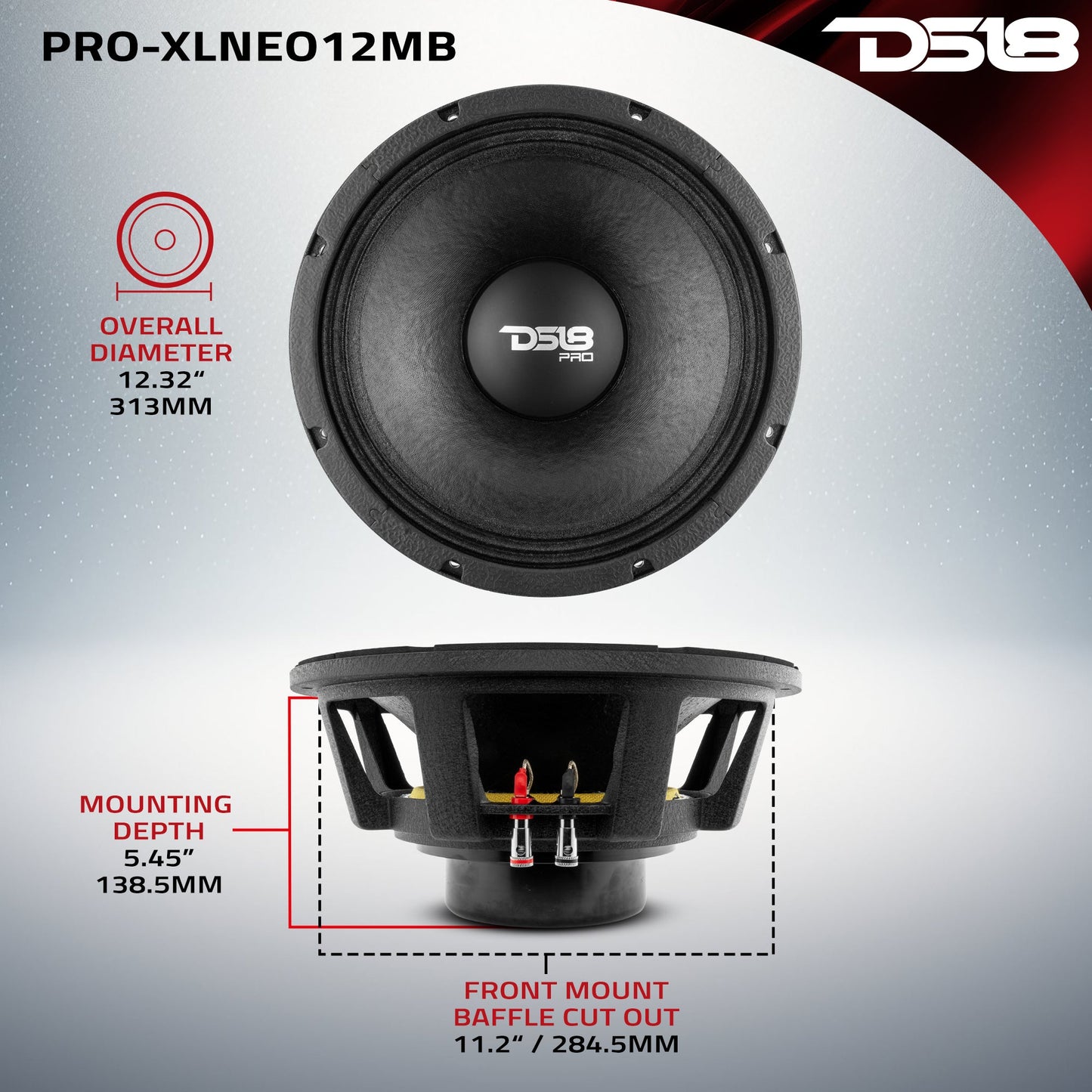 PRO 12" Neodymium Mid-Bass Loudspeaker 1000 Watts Rms 8-Ohm.