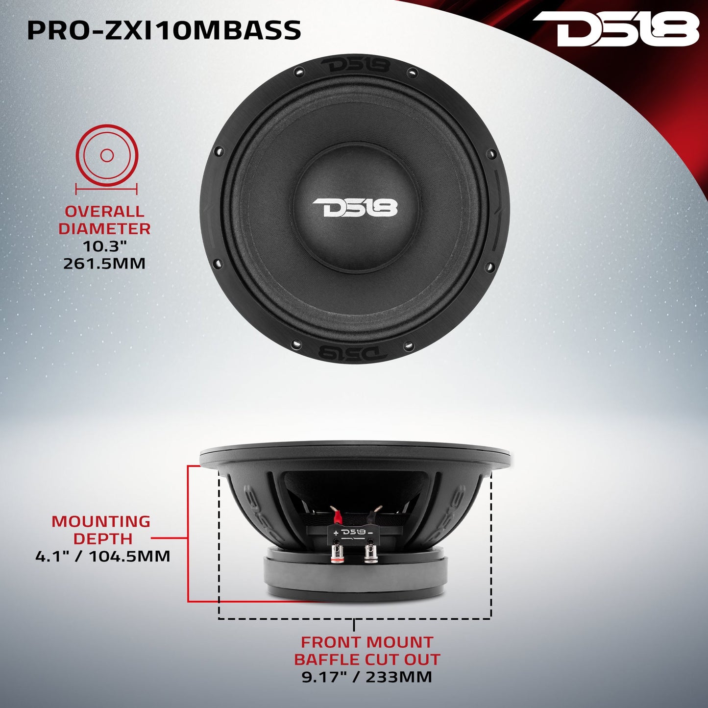 PRO-ZXI 10" Mid-Bass Loudspeaker With Neodymium/Ferrite Magnets 500 Watts Rms 8-Ohm.