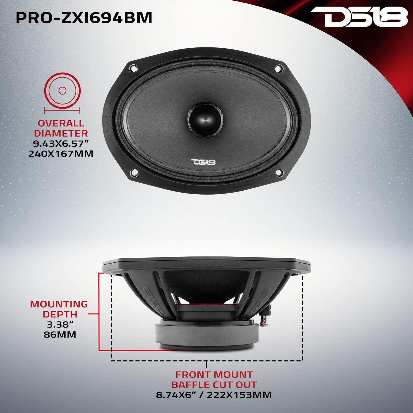 PRO-ZXI 6x9" Mid-Range Bullet Loudspeaker Neodymium/Ferrite Magnets | 300W RMS 4-Ohm.