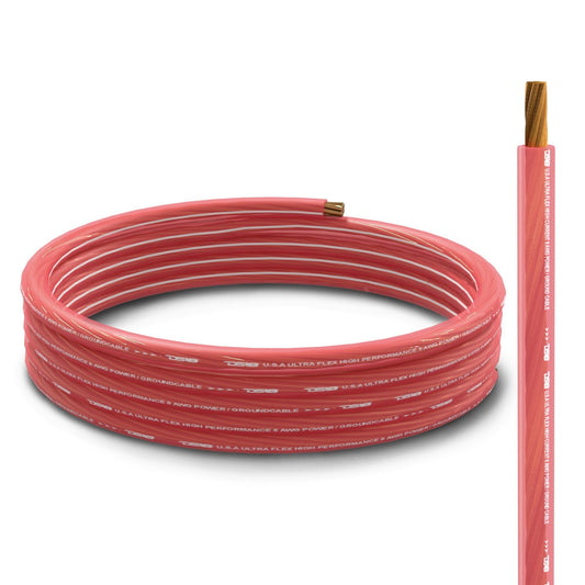 8-GA Ultra Flex OFC Ground Power Cable 5 Ft Black and 20 Ft Red Kit.