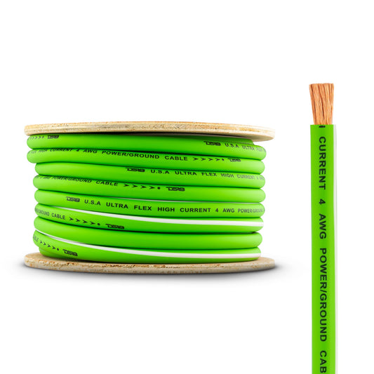 DS18 PW-OFC4GA-50YGR 4-GA Ultra Flex 100% OFC Ground, Power Cable, 50 Feet, Green.