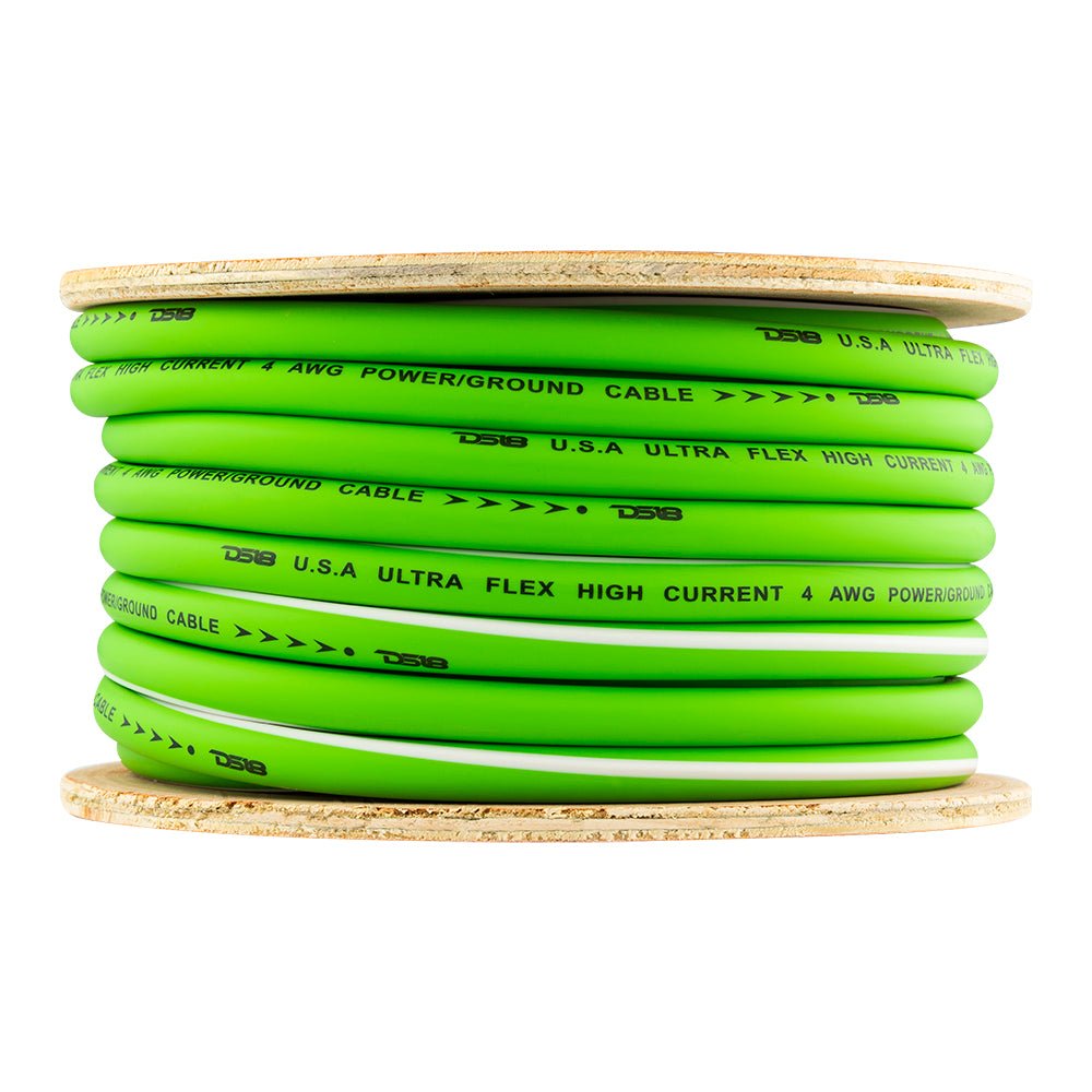 DS18 PW-OFC4GA-50YGR 4-GA Ultra Flex 100% OFC Ground, Power Cable, 50 Feet, Green.