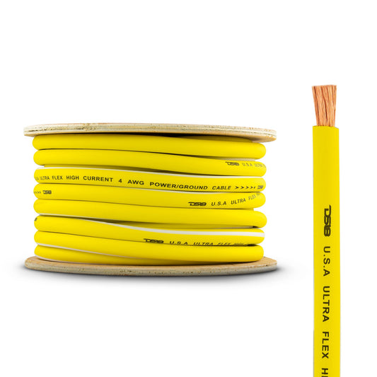 4-GA 100% OFC Ground, Power Cable, 50 Feet -Yellow.
