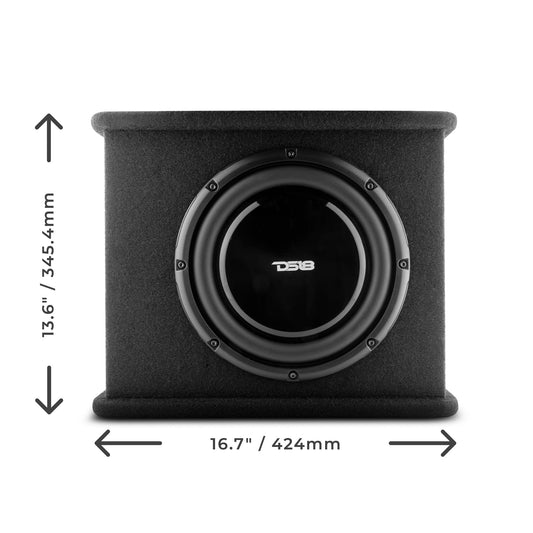 10" Loaded Amplified Shallow Subwoofer Enclosure 350 Watts Rms.