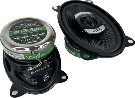 SHCA - C462 4x6" 2-way Coaxial Speakers (Pair) With Glass Fiber Cone and Pivoting Tweeter - Sold by Audio Sellerz