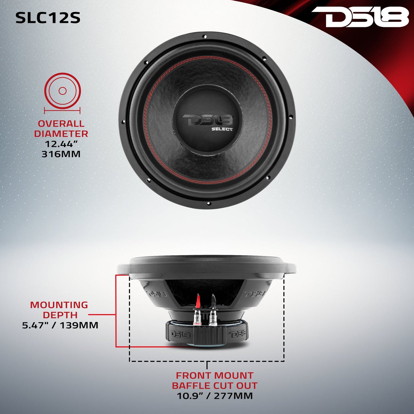 SELECT 12" Subwoofer 250 Watts Rms SVC 4-Ohm.